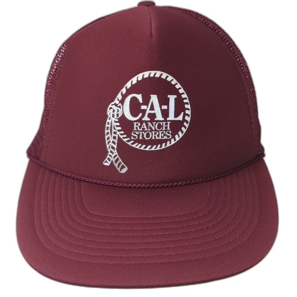 Nissun Cap Trucker Hat Red White OS Snapback Cal Ranch Stores Braided Rope Logo